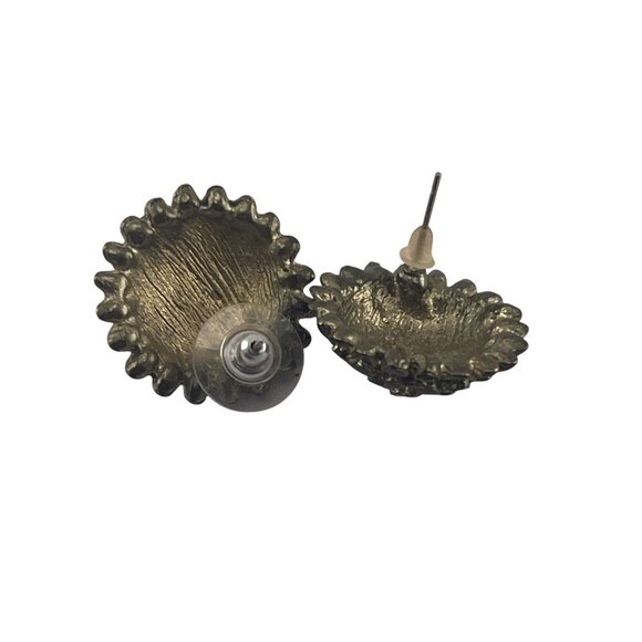 Vintage Flower Shaped Black & Crystal Rhinestone Stud Earrings - Picture 5 of 7